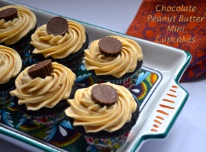 chocolate peanut butter mini cupcakes // pale yellow